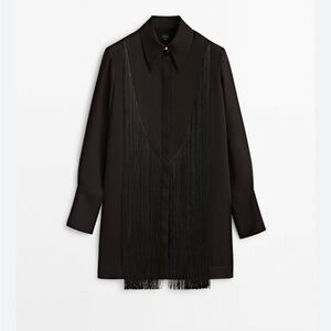 Massimo Dutti Black Fringe Tunic